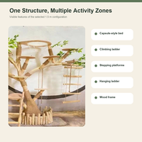 Arbre à chat en bois massif écologique et durable, structure d'escalade tout-en-un, griffoir, maison pour chat, 1,8 m pour petits chats, tour à 4 niveaux