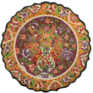 Assiette en céramique classique turque antique, fabriquée à la main, 25 cm, cuite à haute température - Product Image 2