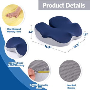 Coussin ergonomique JeeBay personnalisé avec logo, en mousse à mémoire de forme, pour soulagement de la douleur au coccyx, pour <span class=keywords><strong>fauteuil</strong></span> <span class=keywords><strong>roulant</strong></span>, siège de bureau ou de voiture, avec coque extérieure lavable - Product Image 2