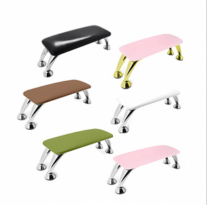 Repose-bras portable pour manucure, base en acier inoxydable, coussin en cuir souple pour salon - Product Image 1