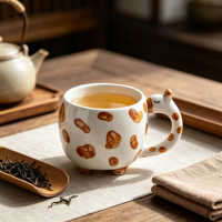 Mug en céramique 3D peint à la main, motif vache tachetée, tasse à café mignonne en forme d'animal avec poignée tête de vache, nouveauté pour la maison, cadeau original