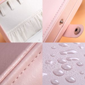 Luxury PU Leather Jewelry Organizer Box with <b>Mirror</b> for Ring Necklace Earring Storage and Travel Use gift store - Product Image 2