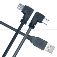 Câble d'extension de données et de charge USB 2.0 en cuivre pur, micro-B V8 vers USB 2.0, avec angle de 90 degrés (haut, bas, gauche, droite), pour ordinateur et écouteurs, 1M 2M 3M