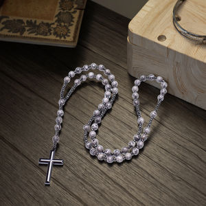 Nuova mappa Jasper pietra naturale <span class=keywords><strong>con</strong></span> ematite croce lunga <span class=keywords><strong>collana</strong></span> di perline uomo catena <span class=keywords><strong>collana</strong></span> cattolica cristo uomo <span class=keywords><strong>rosario</strong></span> preghiera perlina - Product Image 5