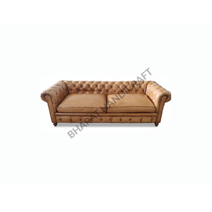 Canapé Chesterfield en cuir, design classique rembourré, assise profonde confortable, élégant, durable, parfait pour le salon - Product Image 5