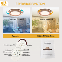 Ventilateur de plafond sans pales à encastrer, forme vague, avec anneau multicouche, éclairage LED dimmable, moteur DC silencieux et télécommande pour chambre à coucher