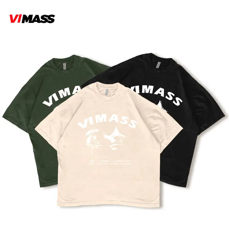 Wholesale 250gsm Custom over Sized T Shirt Men Quality T Shirts Cotton Thick Graphic T Shirts for Men