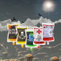 Pochette Doypack vide pour boisson, avec bec verseur, motif vampire, qualité alimentaire, pour jus, boisson énergisante, Halloween, impression héliogravure personnalisée, recyclable