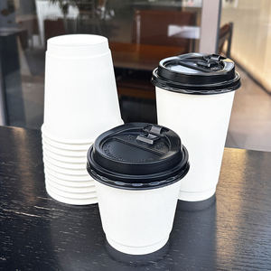 Gobelets en papier jetables personnalisés pour café, gobelets en papier kraft double couche, écologiques, gobelets à emporter avec couvercles pour les cafés - Product Image 5