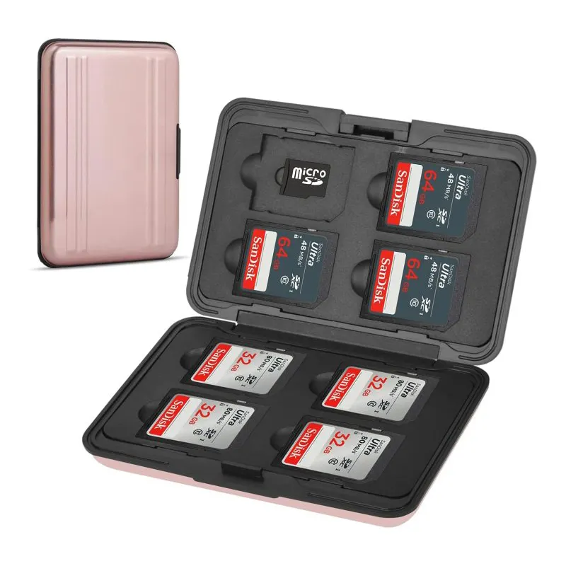 High Quality Waterproof Slim Carrying Portable Plastic Aluminum storage Memory Card Case holder with 4 slots logo for sd 4gb xqd