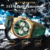 Montre à quartz Poedagar 970 pour homme, bracelet en cuir de luxe, lumineuse, étanche, montre-bracelet décontractée, chronographe pour homme
