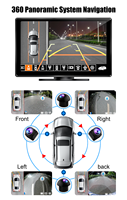 Système de caméra de recul 360° avec capteurs de stationnement, écran portable 9 pouces IPS, Carplay, Android Auto, navigation GPS