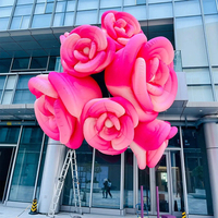 Décoration d'ouverture de centre commercial en plein air : Ornement gonflable lumineux géant en forme de rose et de tulipe, résistant à l'eau et au vent