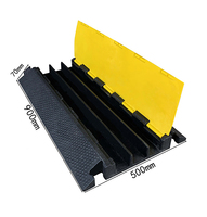 Protector de Cables de PVC y Goma STRAIGHTWAY SW-CP2 de 5 Canales, 900x330x30mm, Amarillo+Negro, Reductor de Velocidad, Seguridad Vial, Superficie de Asfalto