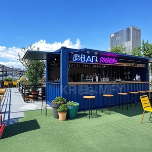 Café-bar mobile extensible en conteneur préfabriqué avec construction en panneaux sandwich en acier, design industriel extérieur - Product Image 4