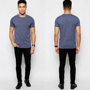 T-shirt bleu chiné pour homme, 210 GSM, mélange de coton, logo personnalisé, marque privée, OEM - Product Image 5