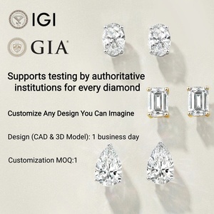 Gegia प्रमाणित 0.5-3 कैरेट लैब में उगाई हुई हीरे की बालियां 4 प्रांग हीरे के अंदर ठोस सोने की जलियां - Product Image 6