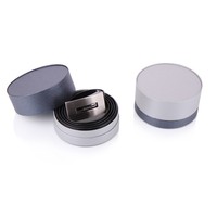 Boîte de forme ronde en papier artisanal noir haut de gamme pour homme cadeau montre ceinture emballage cylindre en carton emballage cadeau avec nœud en ruban