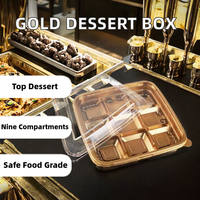 Boîte de rangement jetable dorée à neuf compartiments en plastique de qualité alimentaire pour desserts, pain et pâtisseries – Solution d'emballage haut de gamme