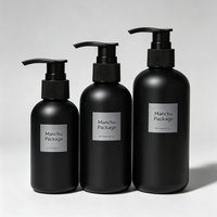 Flacon pompe en plastique HDPE noir mat 80ml-500ml, flacon vide pour lotion, shampoing, emballage cosmétique, étiquette personnalisée, logo sérigraphié