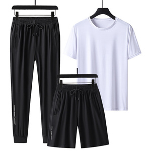 Ensemble trois pièces pour <span class=keywords><strong>homme</strong></span>, t-shirt et short, en matériaux de qualité supérieure, décontracté, sportif, séchage rapide, confortable, été - Product Image 2