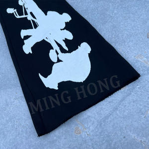 Pantalones de chándal acampanados con cinturón y cordón con estampado de lavado ácido Vintage de estilo callejero de diseño de fabricante para hombre - Product Image 3