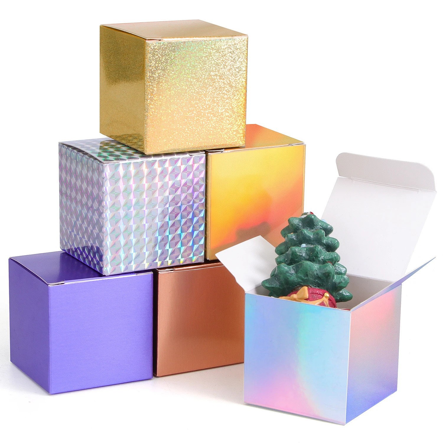 Custom Logo Square Small Paperboard Box Reusable Mini Gift Product Packaging with UV Coating for Candy Packaging