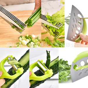 Stainless Steel Kitchen Scissors Set 5 Pcs Green White Herb Cutting Peeling Tools Yangjiang Origin - Product Image 2