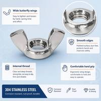 Écrous à oreilles M5 M6 M8 M10 M12 en acier inoxydable 304, à serrage manuel, DIN 315, finition naturelle, vente en gros