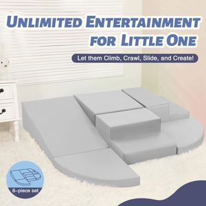Structures d'escalade pour bébés et enfants, 6 blocs en mousse souple en cuir PU pour activités d'escalade et de ramper en intérieur - Product Image 2