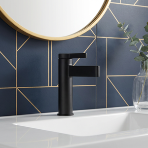 Grifo <span class=keywords><strong>de</strong></span> <span class=keywords><strong>Baño</strong></span> Moderno Negro Mate Tipo Cascada, Mezclador <span class=keywords><strong>de</strong></span> Lavabo <span class=keywords><strong>de</strong></span> un Solo Orificio con Manija <span class=keywords><strong>de</strong></span> Palanca Moderna - Product Image 4