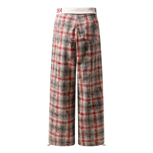 Celana Paratrooper Pria Poliester Gaya Wasteland Bermotif Kotak-kotak Distressed Desain Lipit Longgar Kasual <span class=keywords><strong>Streetwear</strong></span> - Product Image 6