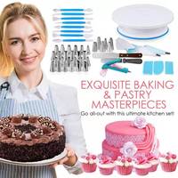 Handgefertigtes Nordisches 207-Teiliges Tortendrehteller-Set mit Backwerkzeugen, Spritztüllen & Spatel Kuchen-Dekorationszubehör