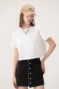 All'ingrosso Oversize 100% <span class=keywords><strong>cotone</strong></span> 200G da <span class=keywords><strong>donna</strong></span> personalizzabile in bianco Top casual <span class=keywords><strong>t</strong></span>-<span class=keywords><strong>shirt</strong></span> corta di base per la ragazza - Product Image 3