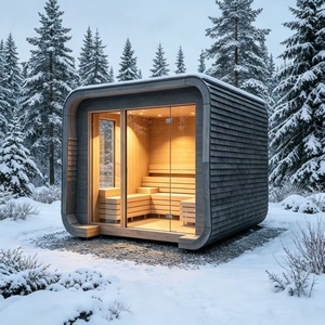 Sauna Exterior Cuadrada Hemlock con Conducción Térmica Lenta, No Es Caliente <span class=keywords><strong>al</strong></span> Tacto, Sensación Suave a <span class=keywords><strong>Mediodía</strong></span> en Verano - Product Image 2