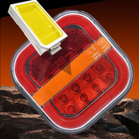 Feu arrière LED carré étanche 12V 24V pour camion et remorque, avec fonctions de frein, clignotant et éclairage de plaque d'immatriculation