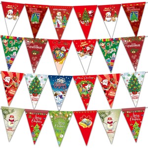 Christmas Themed Pennants Triangle Party <b>Banners</b> Durable Paper Decorations For Holiday Celebration - Product Image 1