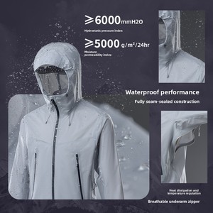 Nueva Chaqueta Ligera Impermeable de Tres Capas con Capucha, Chaqueta Unisex de Poliamida para Senderismo, Camping y Montañismo - Product Image 2