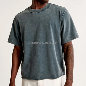 Sun Faded Vintage Blank t Shirt Men's Summer Plain Short Sleeve Shirt Cotton Cut and Sew <b>Acid</b> <b>Wash</b> Oversized Men's T-shirts - Product Image 1