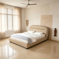 WINMAX Lit Modulaire Moderne de Luxe en Cuir Véritable Rembourré, Confortable et Éclairé, Tailles King et Queen, pour Maison et Hôtel 2516