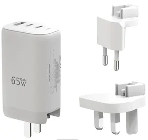 Hot 65W 45W Gan Type-c Usbc Quick Charger QC3 Wall PD Adapter 3 Ports Universal Wall Charger EU UK US AU For Laptop