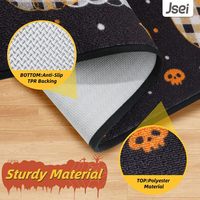 Tapis d'entrée décoratif antidérapant pour Halloween, motif fantômes et citrouilles, à profil bas, lavable, pour les fêtes d'Halloween