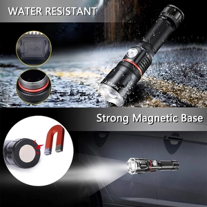 Torcia Micro USB 1000 lumen 360 lanterna portatile <span class=keywords><strong>COB</strong></span> T6 tattica zoomabile con Base magnetica torcia da campeggio luce da lavoro