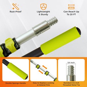 Outil de nettoyage <span class=keywords><strong>télescopique</strong></span> en alliage d'aluminium durable à 2 et <span class=keywords><strong>3</strong></span> sections avec <span class=keywords><strong>manche</strong></span> extensible de 9 m et embout universel pour une utilisation polyvalente - Product Image 6