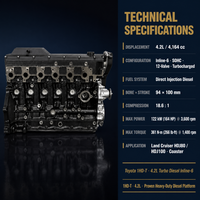 Nouveau moteur complet haute performance 4,2 L 6 cylindres turbo diesel 122 kW 1HD T pour Land Cruiser