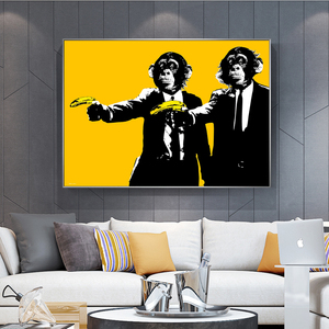 Drôle Singes Avec Banane Graffiti <span class=keywords><strong>Art</strong></span> Animaux peintures à l'huile <span class=keywords><strong>art</strong></span> sur toile - Product Image 4