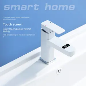 Di alta qualità in acciaio inox quadrato Display a Led bianco bagno lavabo miscelatore rubinetto intelligente