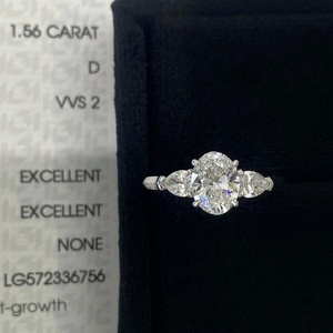IGI Certified Oval Cut Lab Grown Diamond Engagement Ring with Side Stones 14K 18K Solid Yellow Gold Prong Setting - Product Image 2
