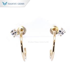 Tianyu Gems Oval Lab Diamonds Half Hoops Pendientes 18K 14K 10K Oro amarillo Mujeres Pendientes DE BODA Joyería Diseño simple Personalizado - Product Image 2