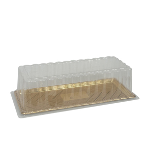 Caja Rectangular para Pastel Personalizable, Caja de Embalaje para Pastel de Navidad RPET, Caja Desechable de Plástico Dorado de Lujo para Pastel Enrollado con Tapa Transparente - Product Image 2